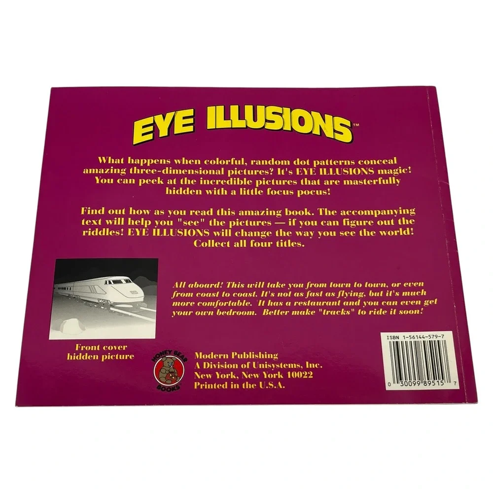 Eye Illusions Magic 3-D Pictures Jim Anderson 1995 Stereogram Book Honey Bear